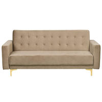 3-SITZER-SCHLAFSOFA Samtstoff Sandbeige Aberdeen - Beige, Textil (186/83/88cm) - Beliani