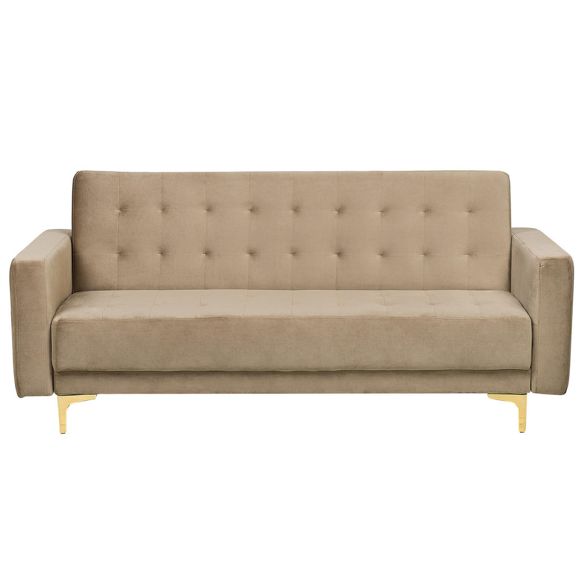 3-SITZER-SCHLAFSOFA Samtstoff Sandbeige Aberdeen - Beige, Textil (186/83/88cm) - Beliani