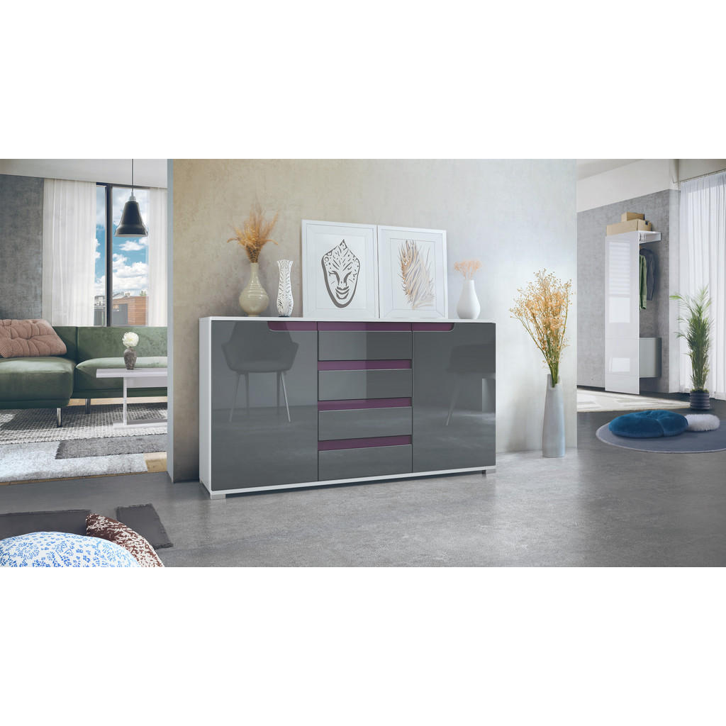 Thumbnail - Vladon Sideboard, Grau, Holzwerkstoff, 138.5x75.5x35 cm, Wohnzimmer, Kommoden & Sideboards, Sideboards