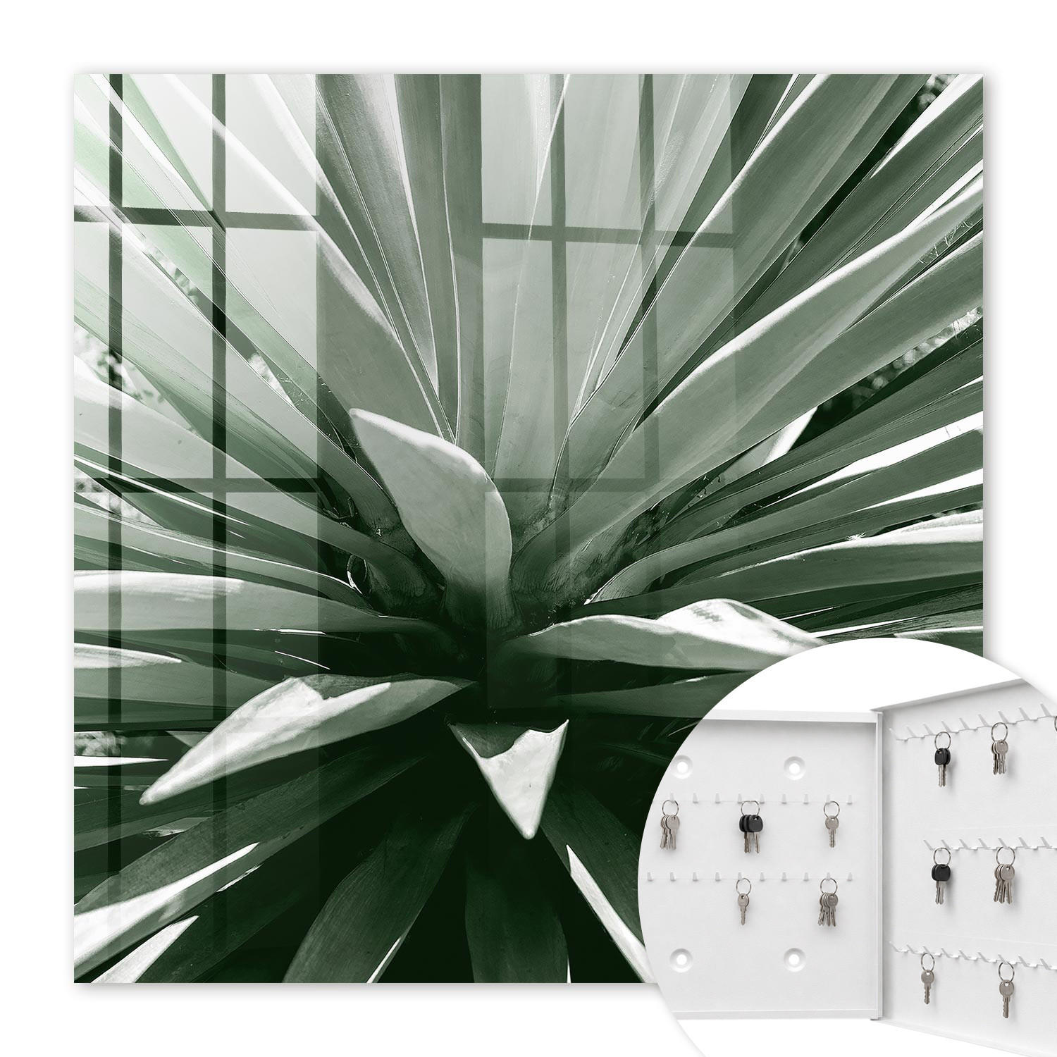 SCHLÜSSELBOX Weiß 30x30 cm – Türöffnung nach rechts - Agave - Multicolor, Metall (30/30/5cm) - TULUP