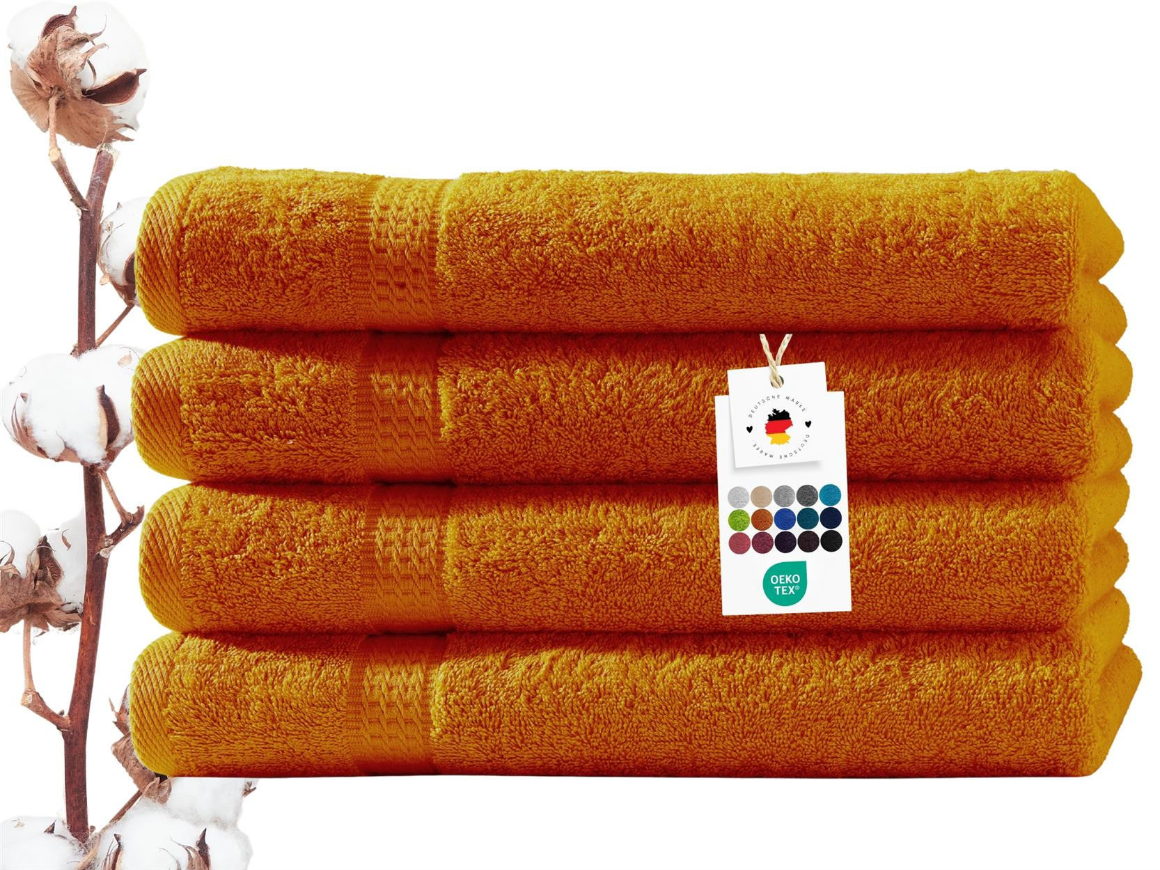 HANDTUCH 50x100 cm Frottier Handtücher im 4er Set aus 100% Baumwolle, Orange 500g/m2 - Orange, Textil (50/100cm) - Carpe Sonno