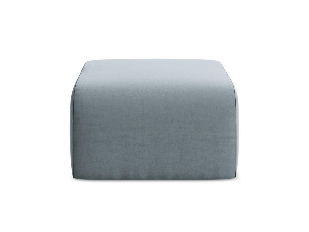 POUF Samt Stoff Blau - Schwarz/Hellblau, Holzwerkstoff/Kunststoff (72/42/94cm) - Makamii