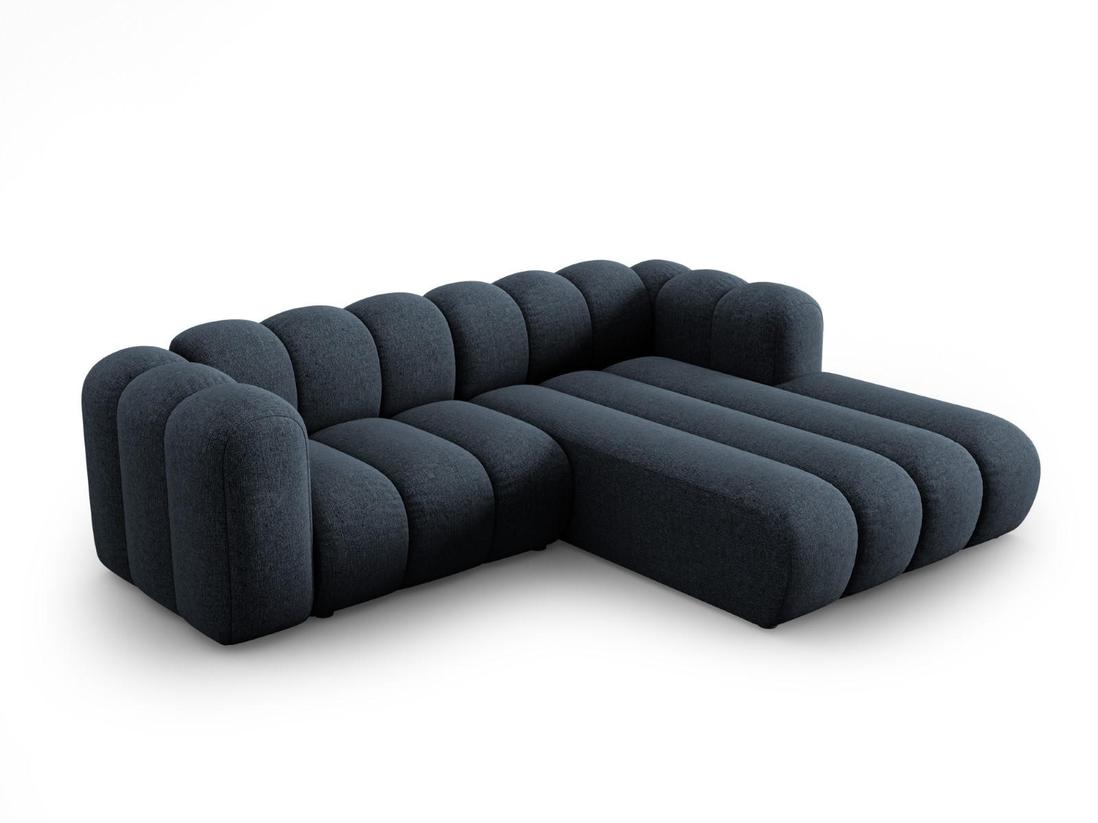 ECKSOFA modular rechts Lupine aus Chenille-Stoff königsblau 3 Sitzplätze - Dunkelblau, Textil (177/230cm) - Micadoni