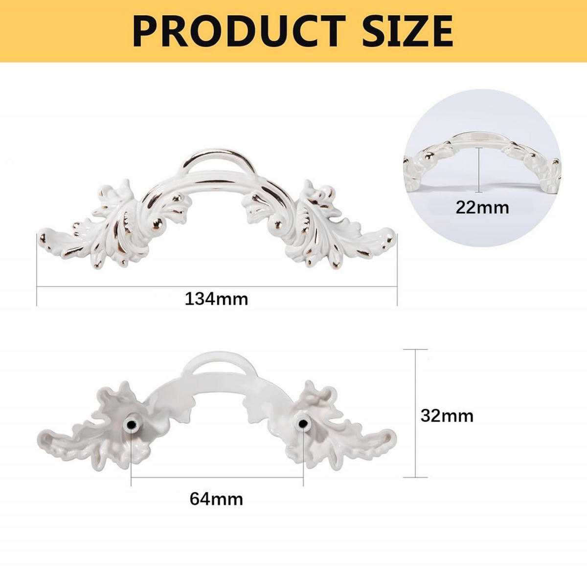 SCHRANKKNOPF Weiß 4er-Set 64 mm - Weiß, Metall (3.2/2.5/13.4cm)
