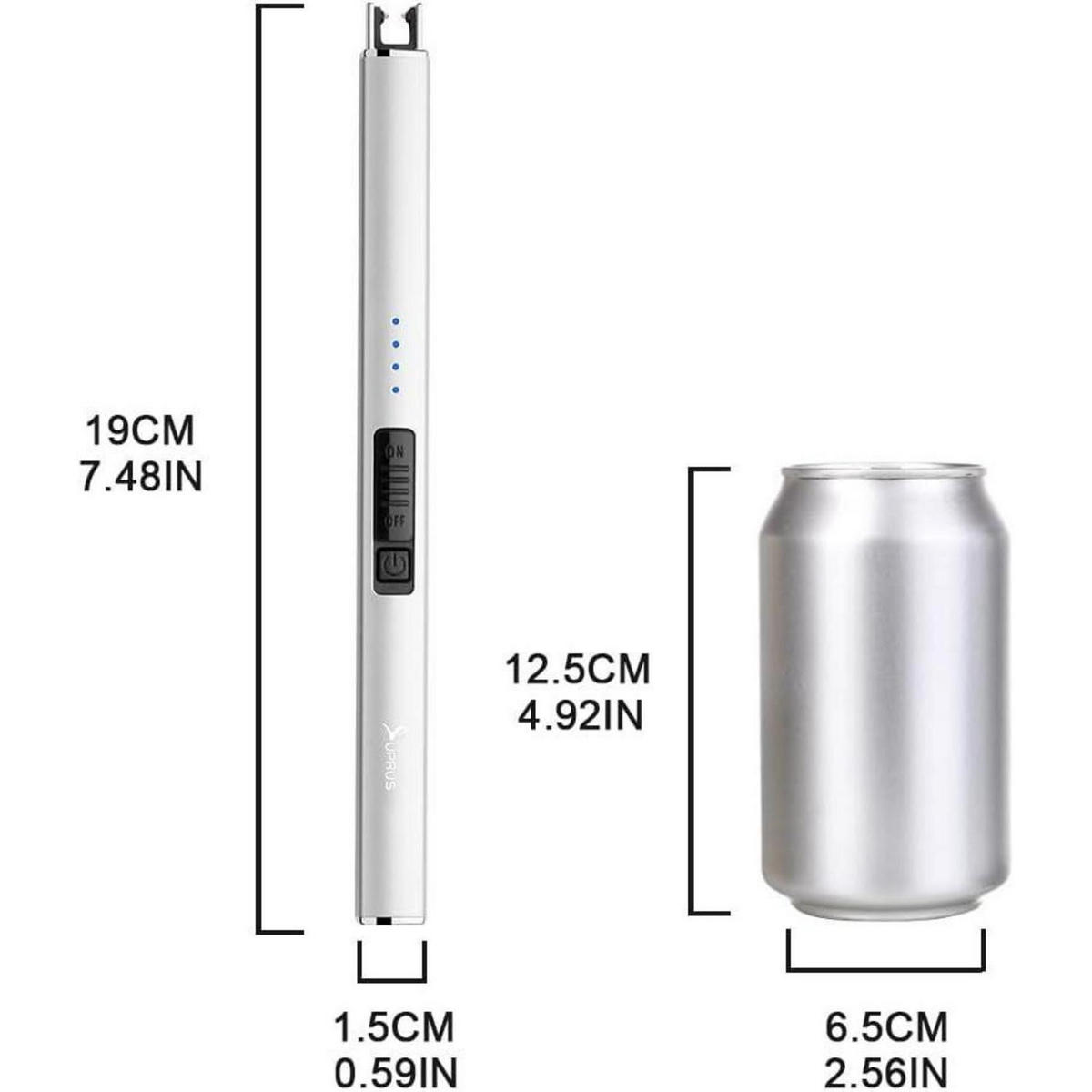 ELEKTRISCHES Feuerzeug Lichtbogen USB Wiederaufladbar Silber - Weiß, Metall (1.6/1.2/19.2cm)