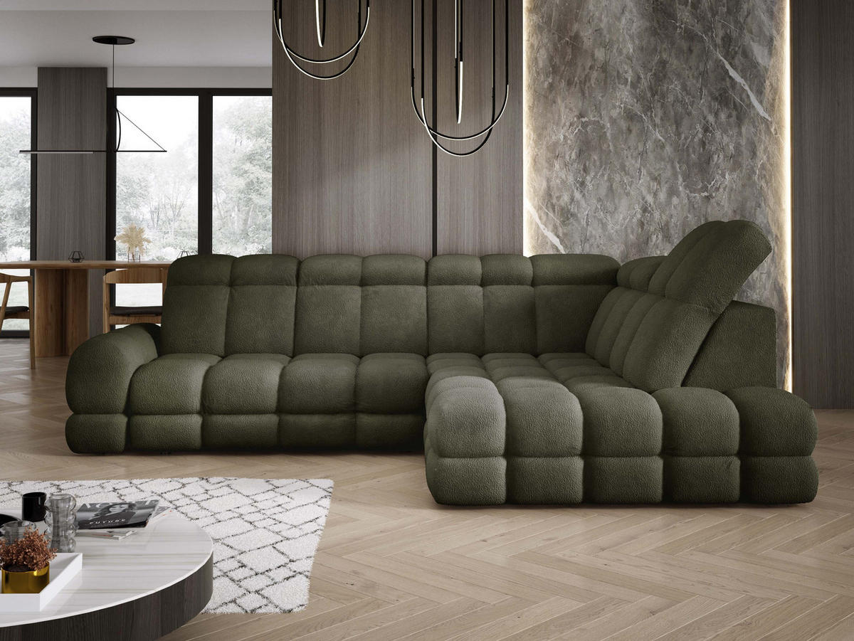 ECKSOFA TOLLO Anthology-stoff L-form 302x217x105 cm grün - Waldgrün, Holz/Textil (217/302cm) - DomoHome