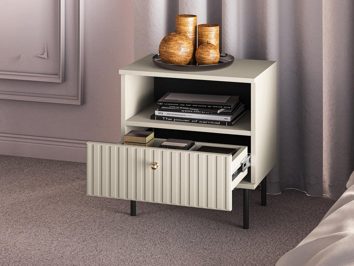 NACHTTISCH Caletto Beige 50 cm - Beige/Goldfarben, Holzwerkstoff/Metall (50/53/34cm) - Selsey