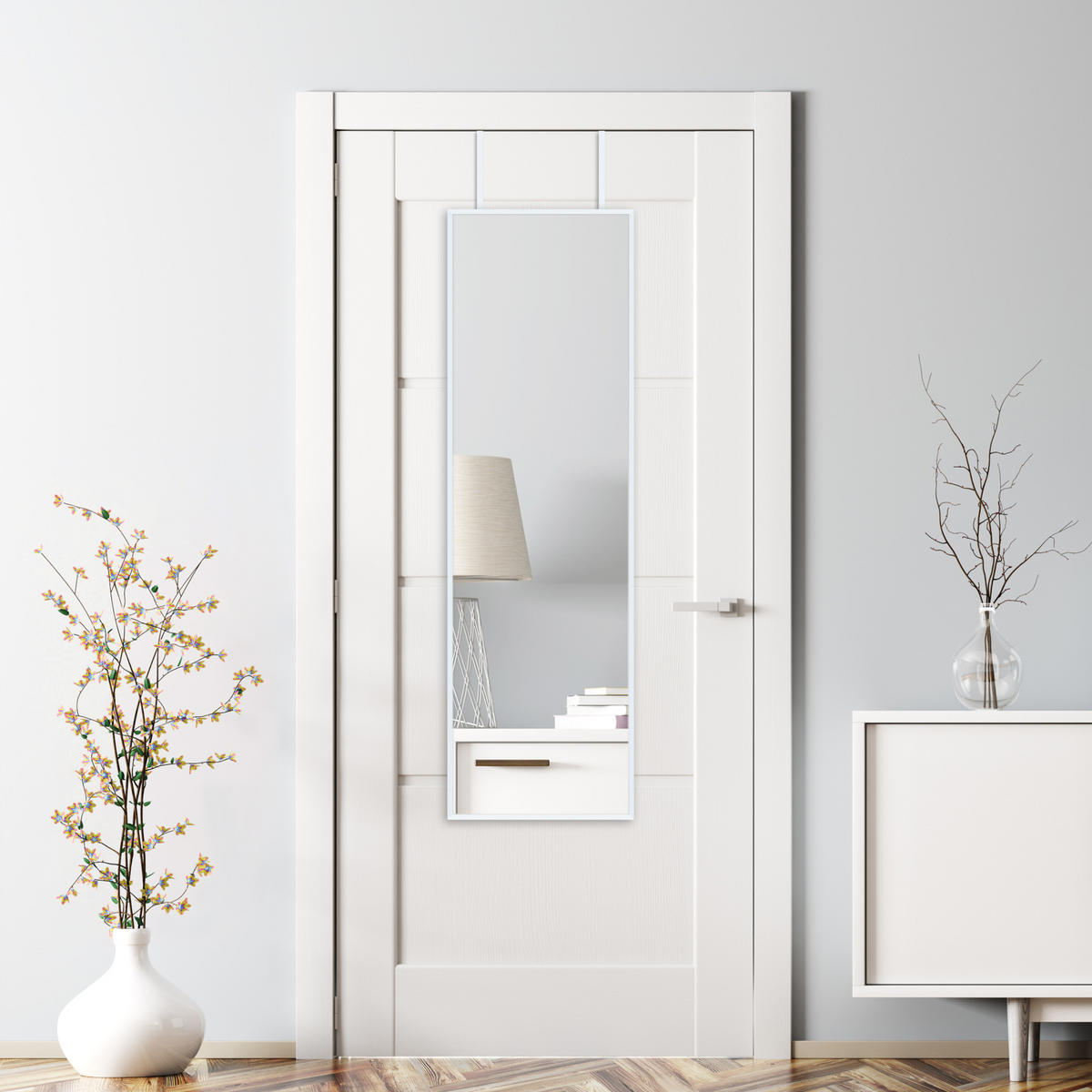 TÜRSPIEGEL Lesina - Weiß, Metall (37/120/2cm) - [en.casa]