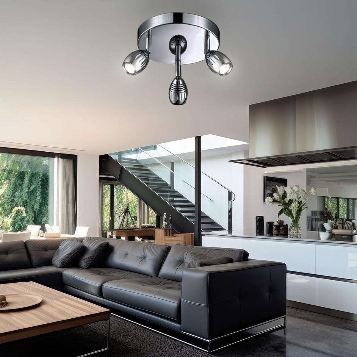 LED DECKENLEUCHTE Morelia Chrom Silber - Silberfarben, Metall (20/20/14cm) - Globo Lighting