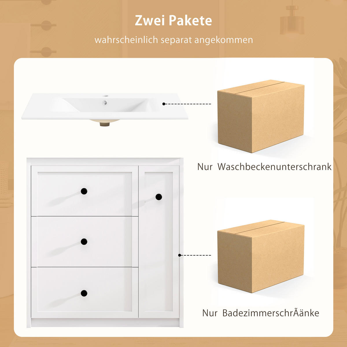 WASCHTISCHKOMBI 76/46/82 cm Weiß mit 1 seitliche Auszugsschublade und 3 Schubladen, ohne Wasserhahn - Weiß, Holz/Holzwerkstoff (46/82/76cm) - Oxeza