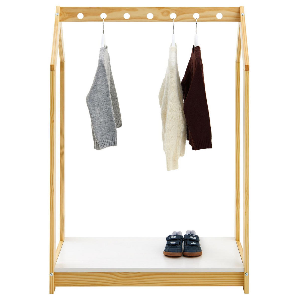 KINDERKLEIDERSTÄNDER SALLY - Naturfarben/Weiß, Holz (78/118/42cm) - IDIMEX