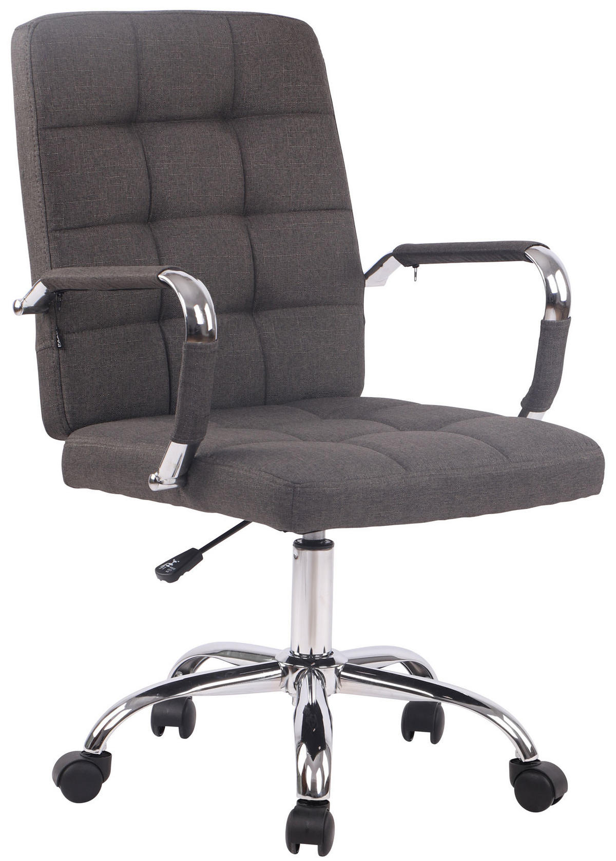 DREHSTUHL Stoff dunkelgrau - Chromfarben/Dunkelgrau, Textil/Metall (58/92/65cm) - CLP
