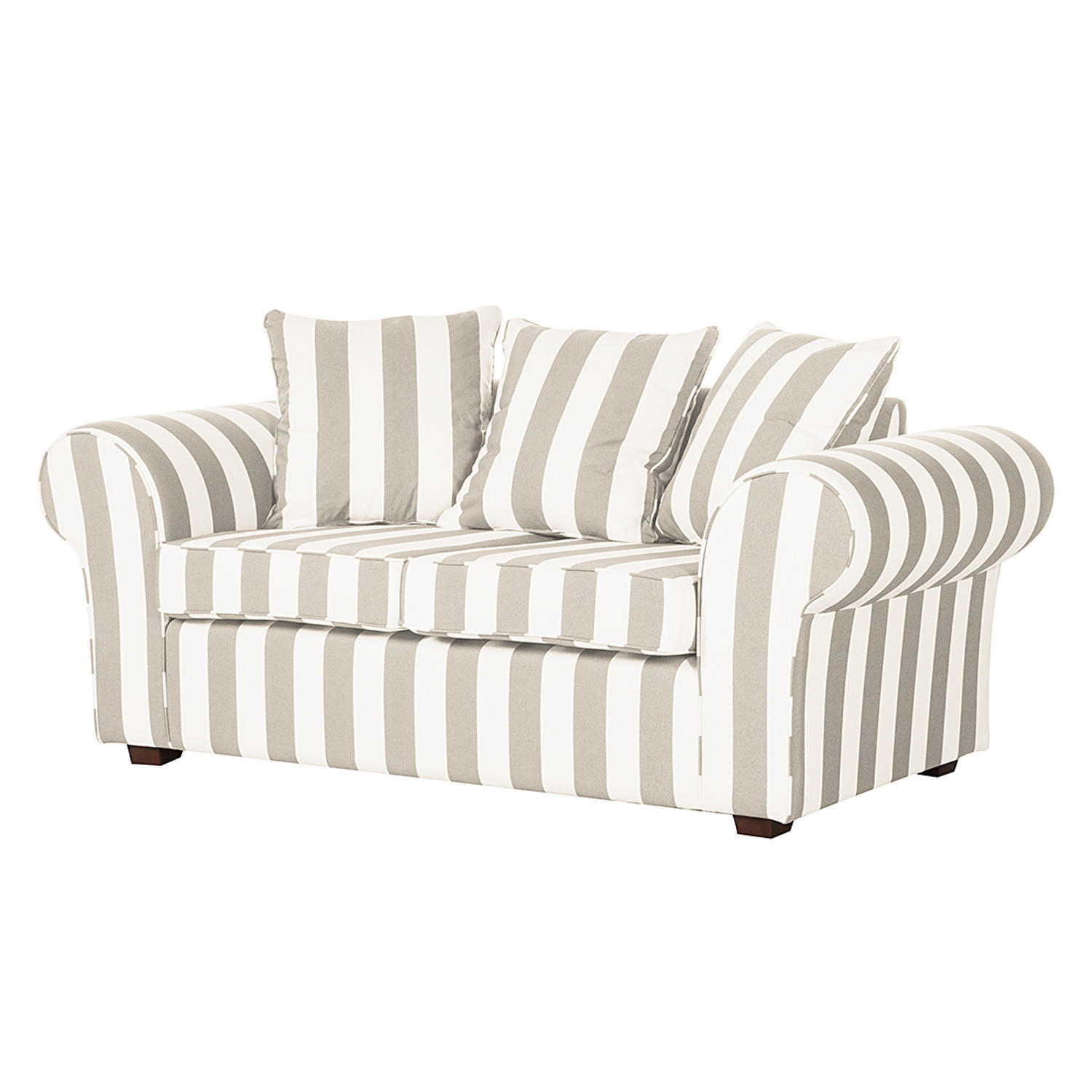 2-SITZER SOFA - Webstoff - Beige gestreift - Beige, Textil (187/88/88cm) - home24