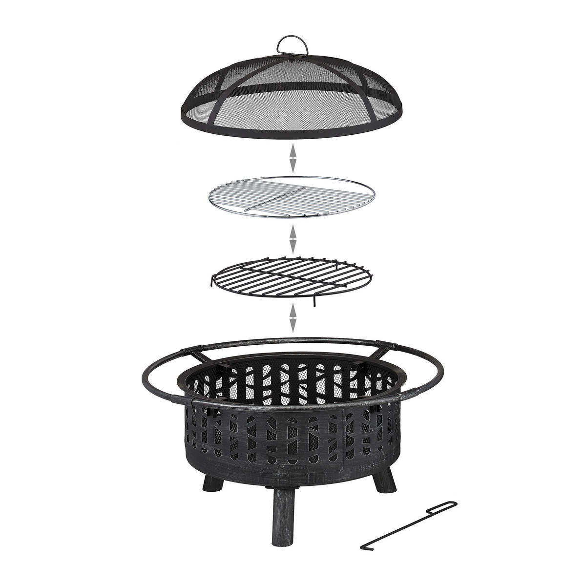 FEUERSCHALE - Schwarz, Metall (75/55/75cm) - Relaxdays