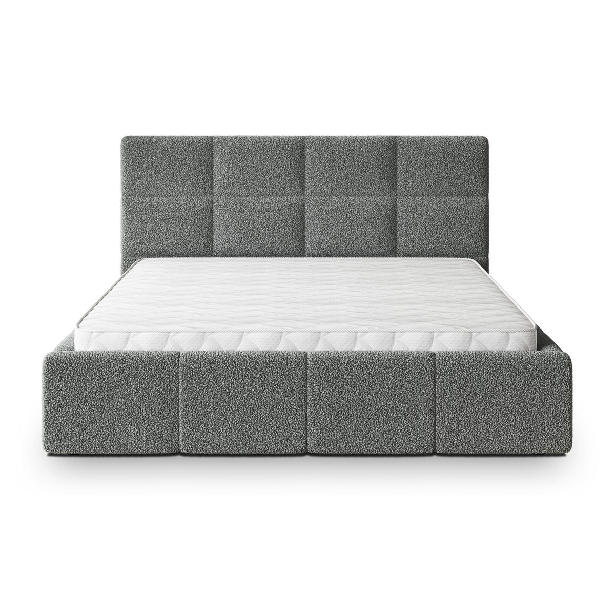 POLSTERBETT COMO Q 200x200 cm mit Bettkästen - Grau - Grau, Holz/Textil - MASSENO