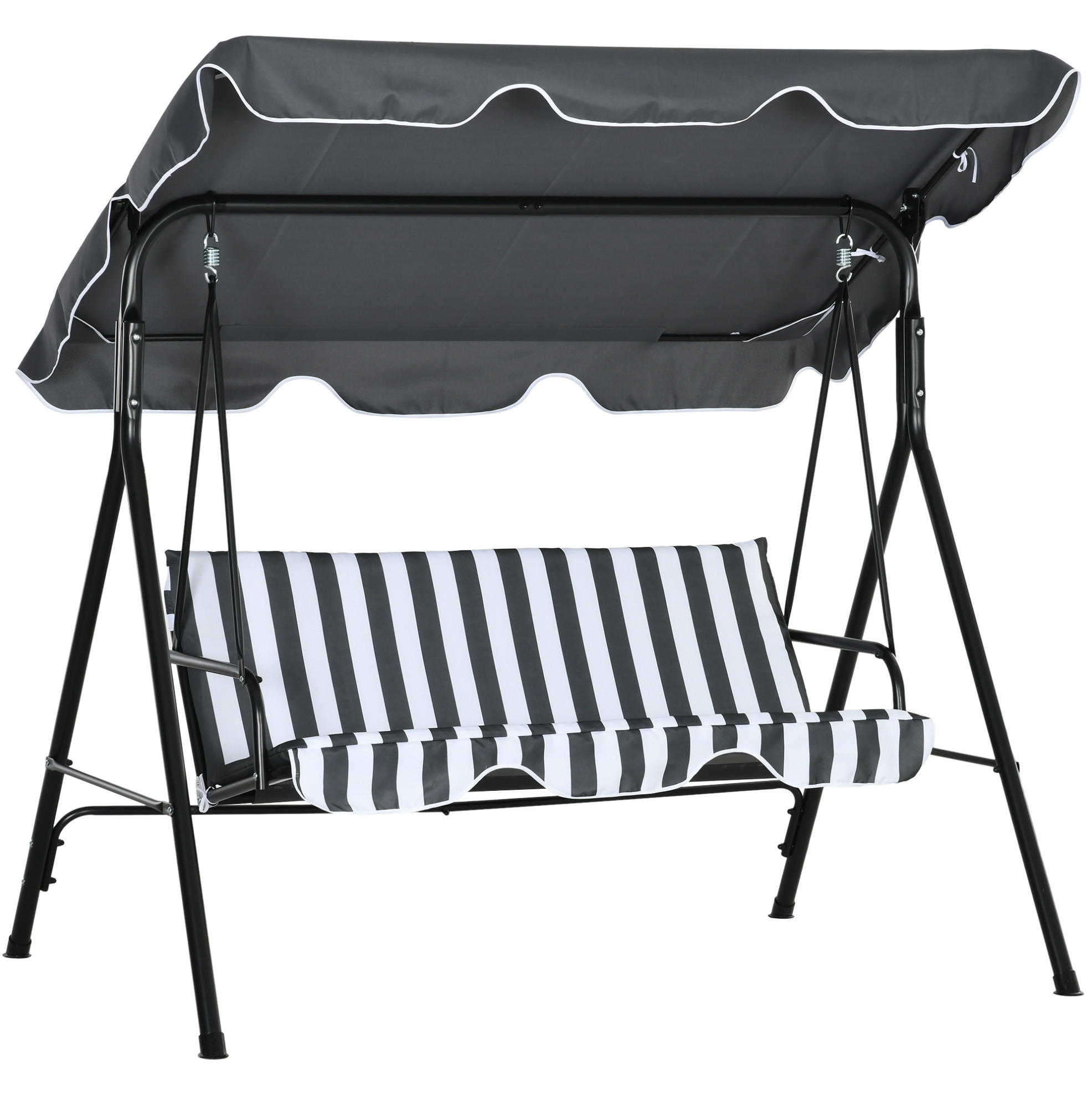 HOLLYWOODSCHAUKEL aus Polyester 172 x 110 x 153 cm in Grau mit neigbarem Sonnendach - Grau, Textil (110/153/172cm) - Modfu