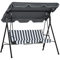 HOLLYWOODSCHAUKEL aus Polyester 172 x 110 x 153 cm in Grau mit neigbarem Sonnendach - Grau, Textil (110/153/172cm) - Modfu