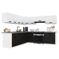 KÜCHENZEILE Italia 7 420 cm , mit Arbeitsplatten, Weiß-Ebenholz Matt - Schwarz/Weiß, Holz (420/143/60cm) - B BELINI GROUP