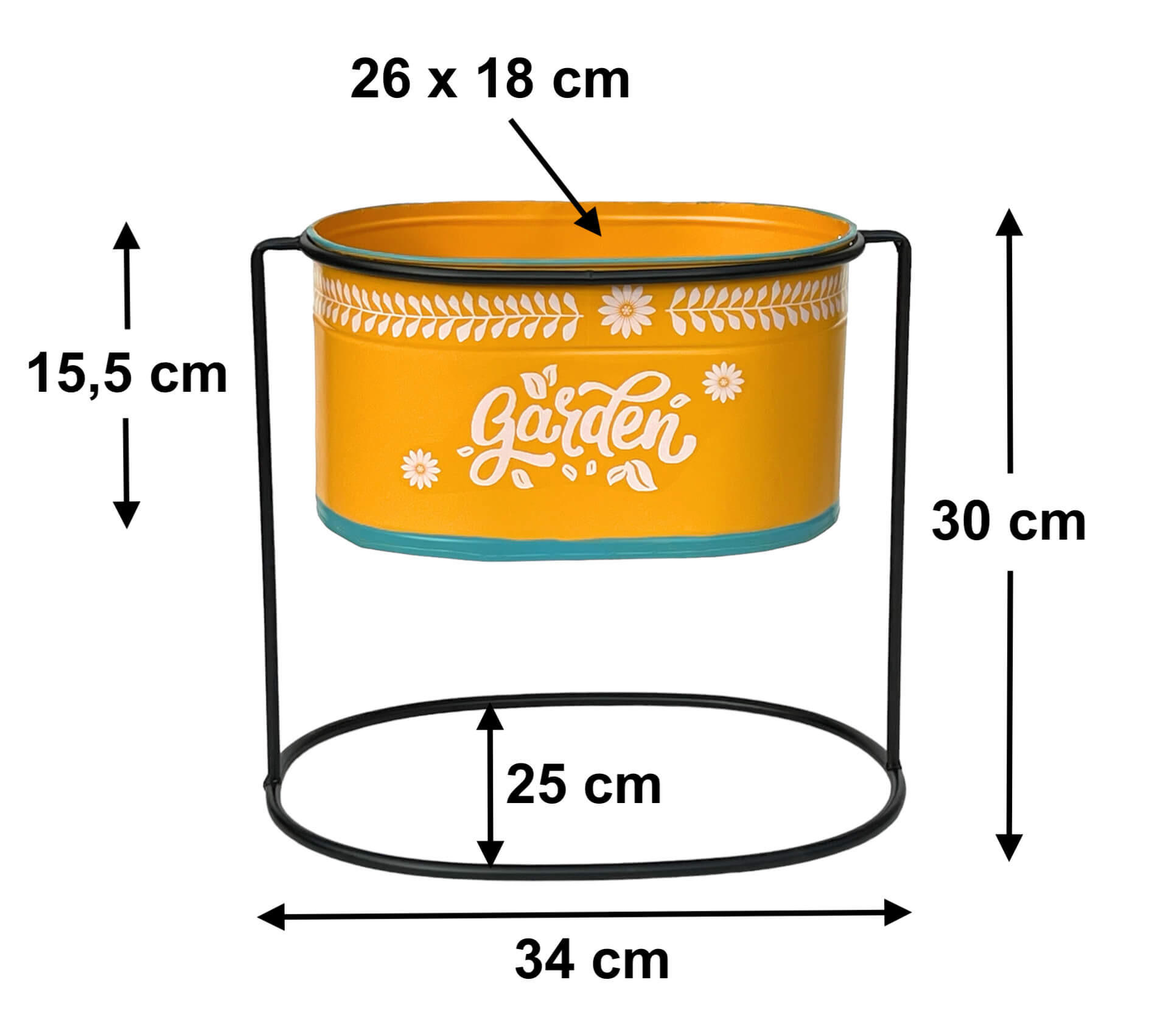 BLUMENHOCKER mit Topf Metall Orange Oval 30 cm - Orange, Metall (34/30/25cm) - DanDiBo