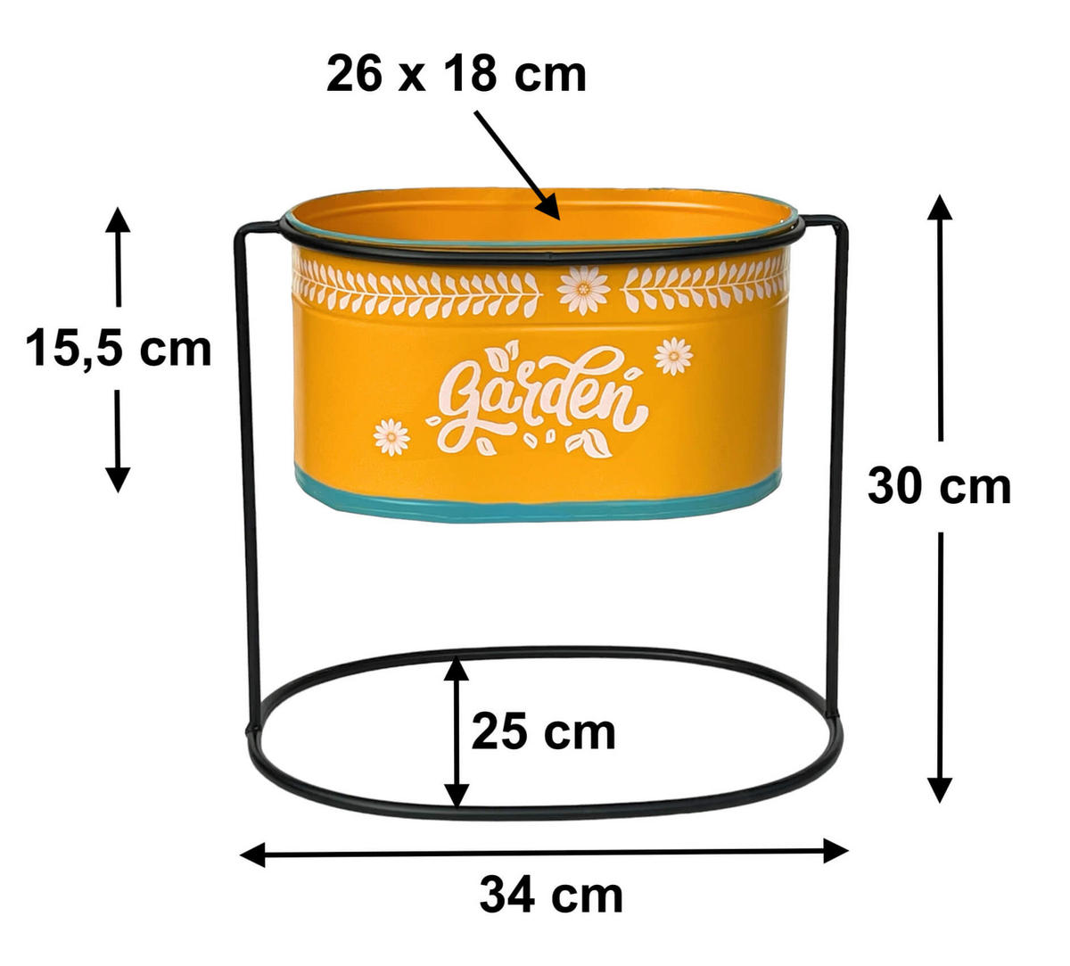 BLUMENHOCKER mit Topf Metall Orange Oval 30 cm - Orange, Metall (34/30/25cm) - DanDiBo