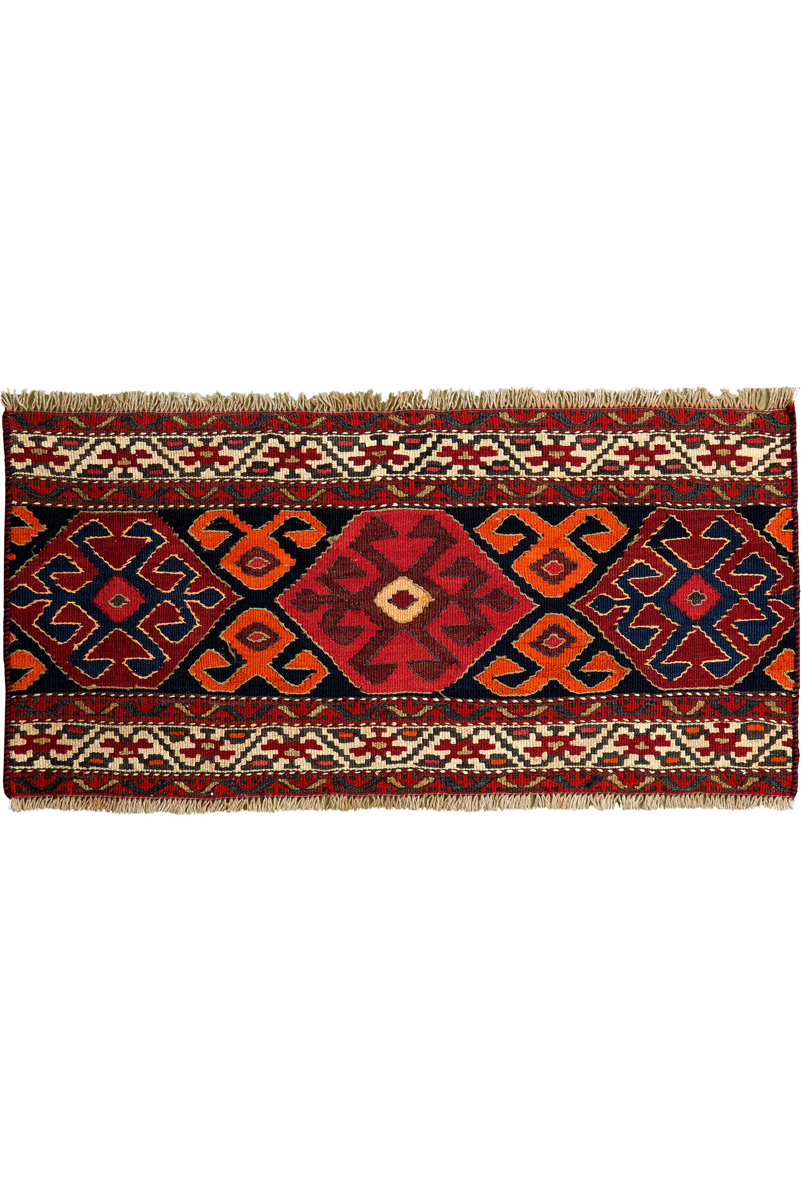 HANDWEBTEPPICH Sumak Shahsavan Blau 52/107 cm Schurwolle - Blau, Textil (107/52cm) - Looma