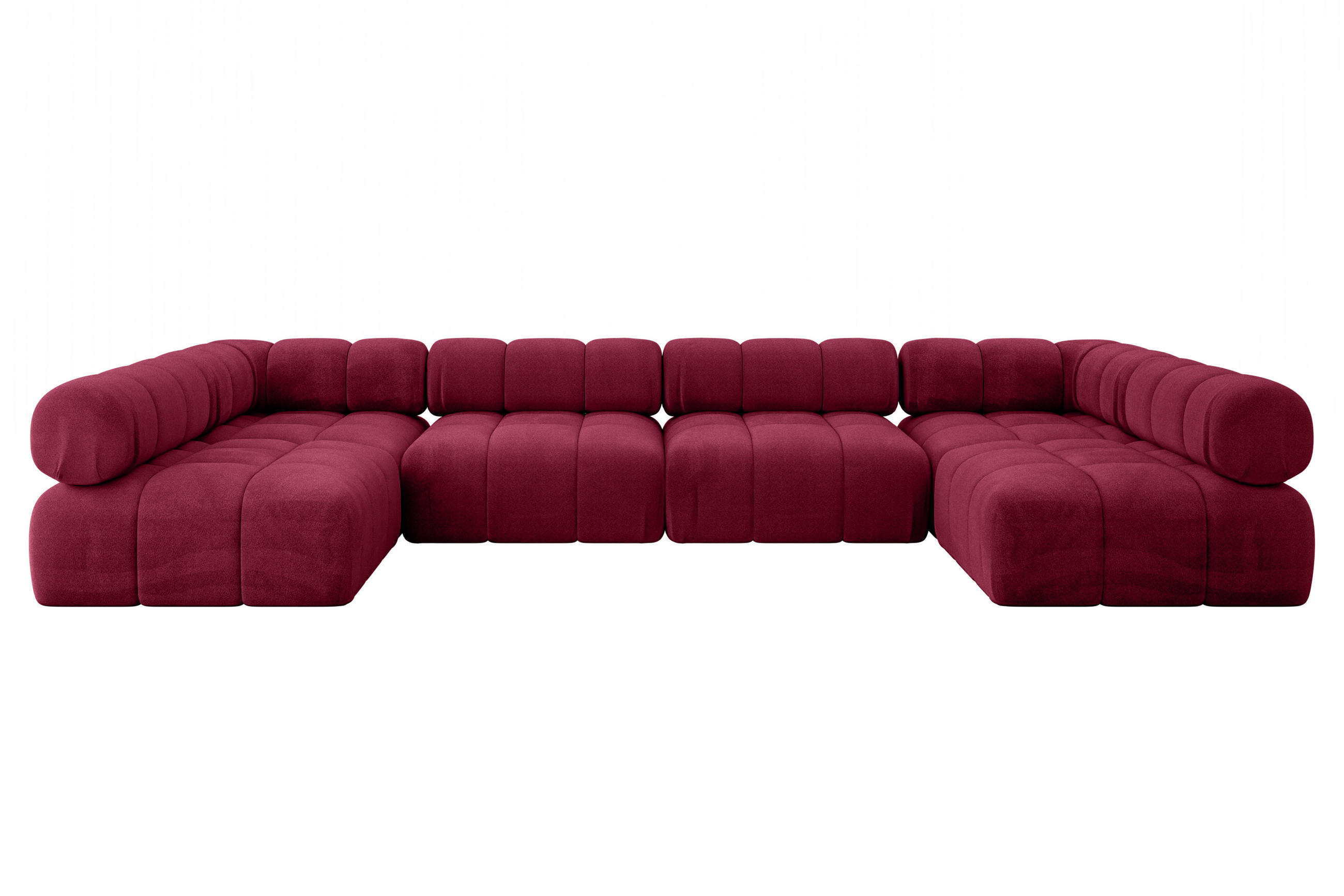 WOHNLANDSCHAFT modulares Sofa Garvo-U2 - 380x190x70 cm Bordeauxrot Velours - Bordeaux, Holzwerkstoff/Textil (380/70/190cm) - ALTDECOR