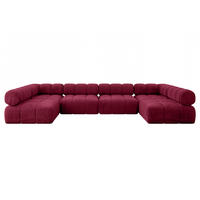 WOHNLANDSCHAFT modulares Sofa Garvo-U2 - 380x190x70 cm Bordeauxrot Velours - Bordeaux, Holzwerkstoff/Textil (380/70/190cm) - ALTDECOR