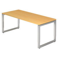 SCHREIBTISCH Serie-R 80/180/74 cm in Buchefarben/Silberfarben - Buchefarben/Silberfarben, Holzwerkstoff (80/180/74cm) - bümö