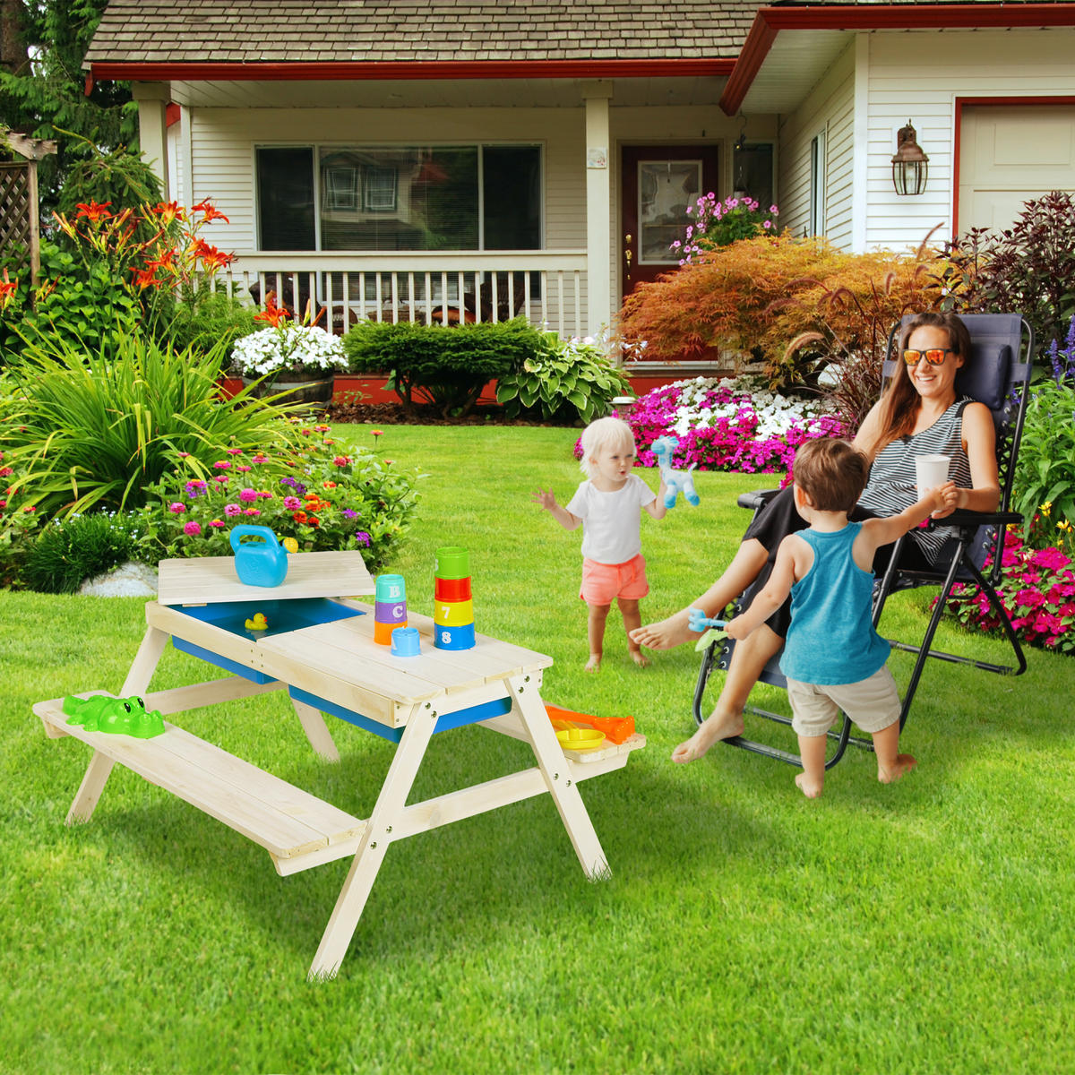 KINDERSITZGRUPPE - Weiß, Holz/Kunststoff - Relaxdays
