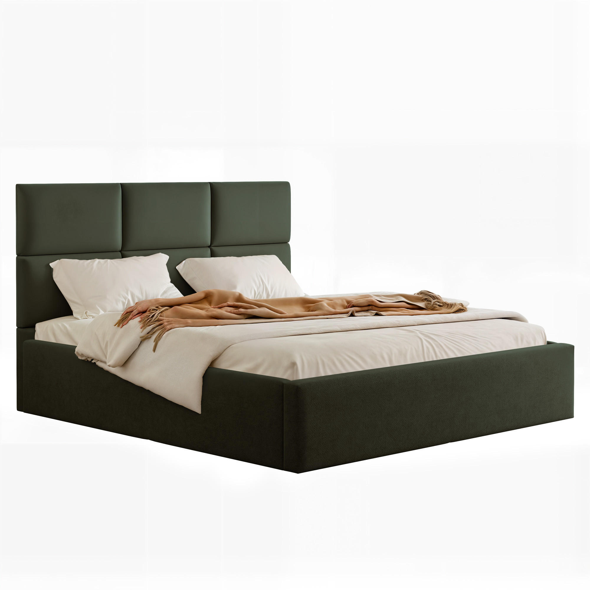 POLSTERBETT FORS 160/200 cm Bettkasten, Grün - Grün, Holzwerkstoff/Textil (160/200cm) - Idohome
