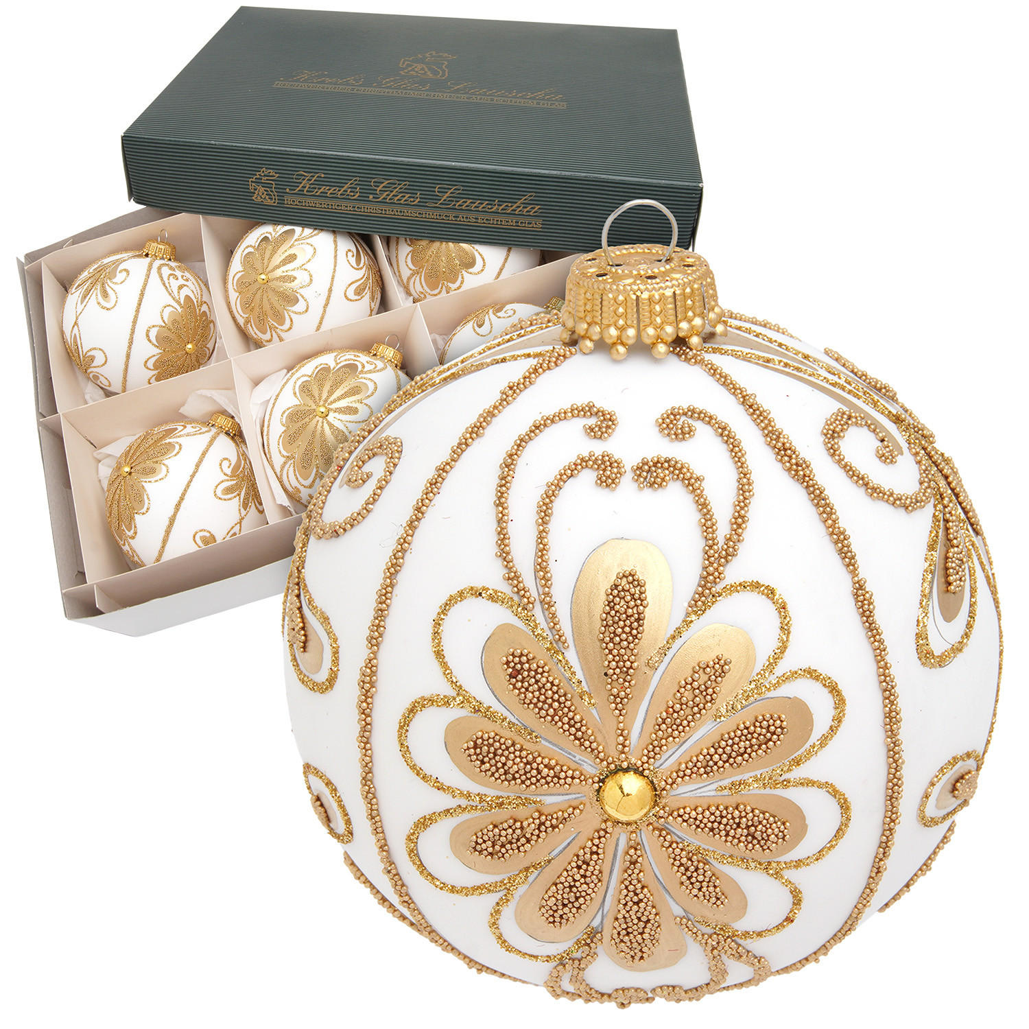 CHRISTBAUMKUGELN Alba Weiß 8cm (Glas / 6 Stk.) - Weiß, Glas (8/8/8cm)