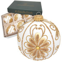 CHRISTBAUMKUGELN Alba Weiß 8cm (Glas / 6 Stk.) - Weiß, Glas (8/8/8cm)