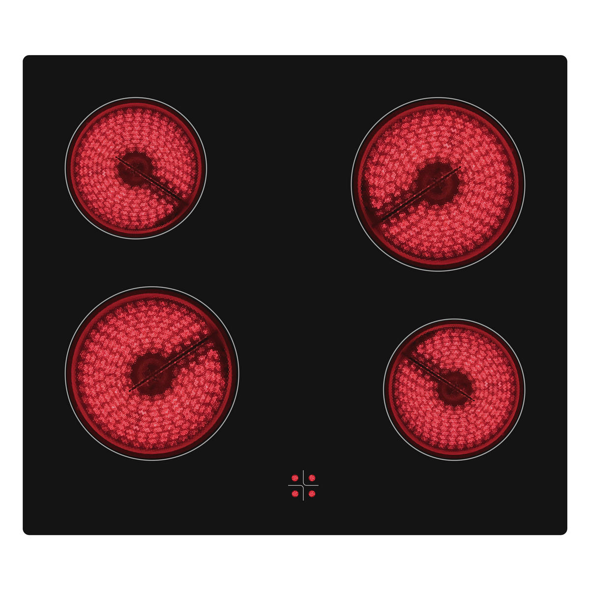 EINBAUHERD-SET, Backofen mit Grill und Umluft, Rahmenloses Glaskeramik-Kochfeld mit 4 Zonen, 65 Liter, 60 cm, Edelstahl - Schwarz, Keramik/Metall (59.5/59.5/57cm) - Telefunken