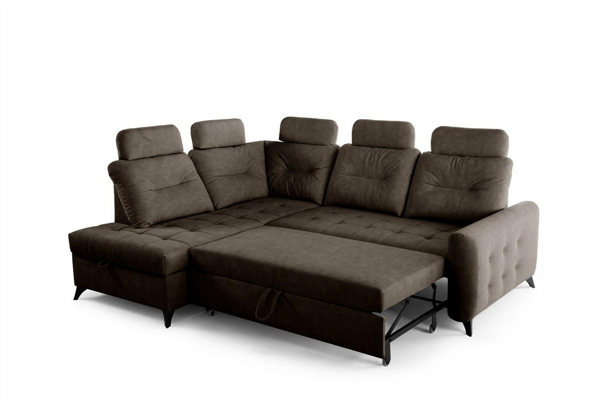 ECKSOFA Wendie - Dunkelbraun, Holzwerkstoff/Textil (200/250cm) - Fun Möbel