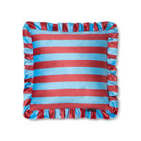 KISSEN aus bedrucktem Samt mit plissiertem Volant, blau und weinrot RUFFLE - Multicolor, Textil (55/55cm) - RNT By Really Nice Things