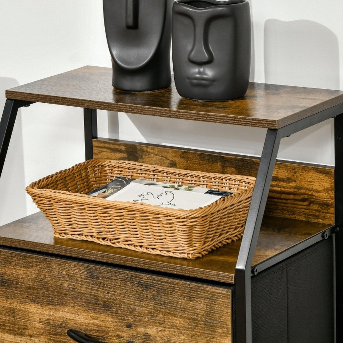 KOMMODE 44/29/92 cm aus Polyester mit Stahlgestell Braun - Braun, Holzwerkstoff (44/92/29cm) - Modenvie