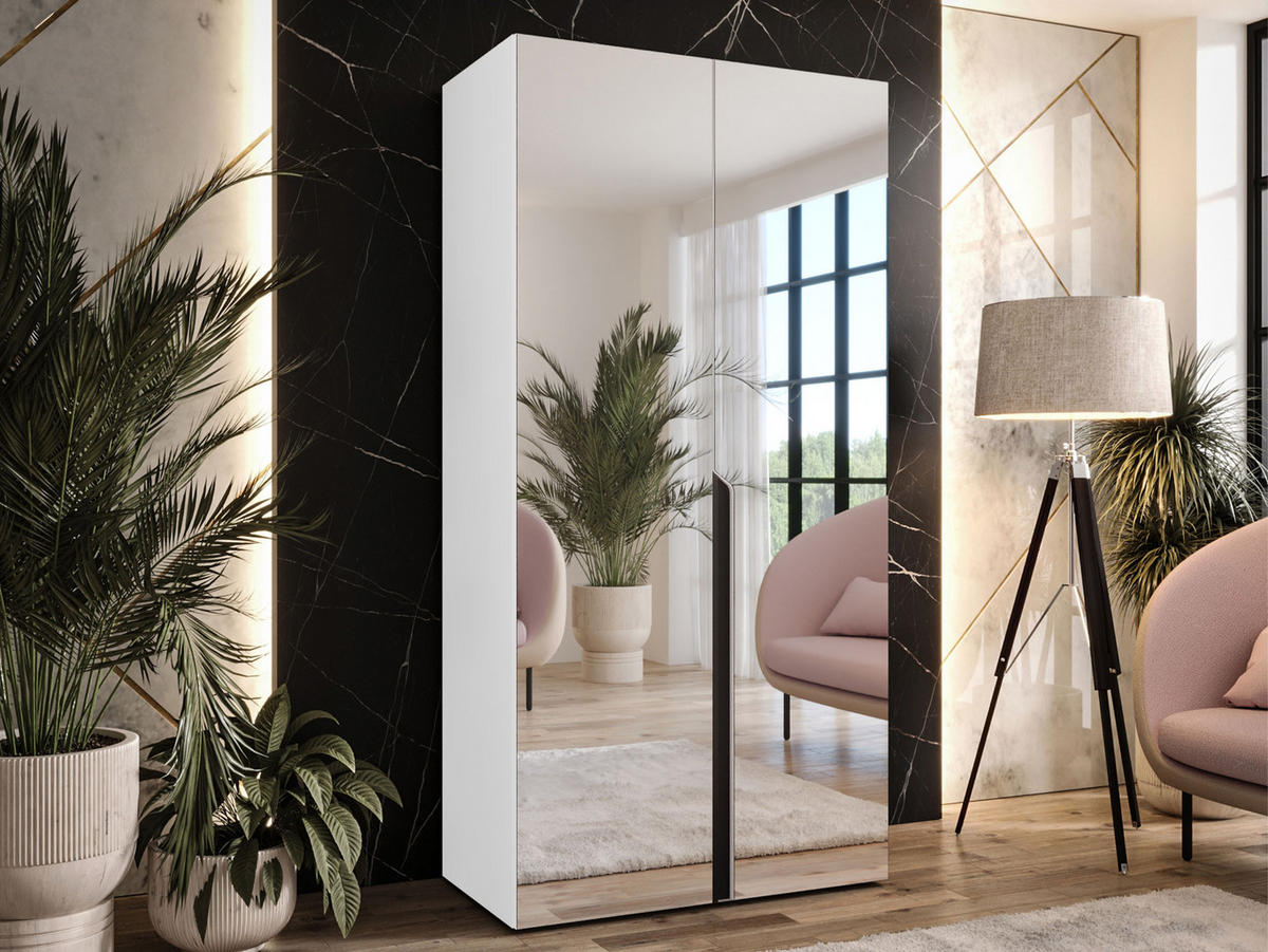 DREHTÜRENSCHRANK Mila III 100 - Schwarz/Weiß, Holzwerkstoff/Kunststoff (100/202/52cm) - MIRJAN24
