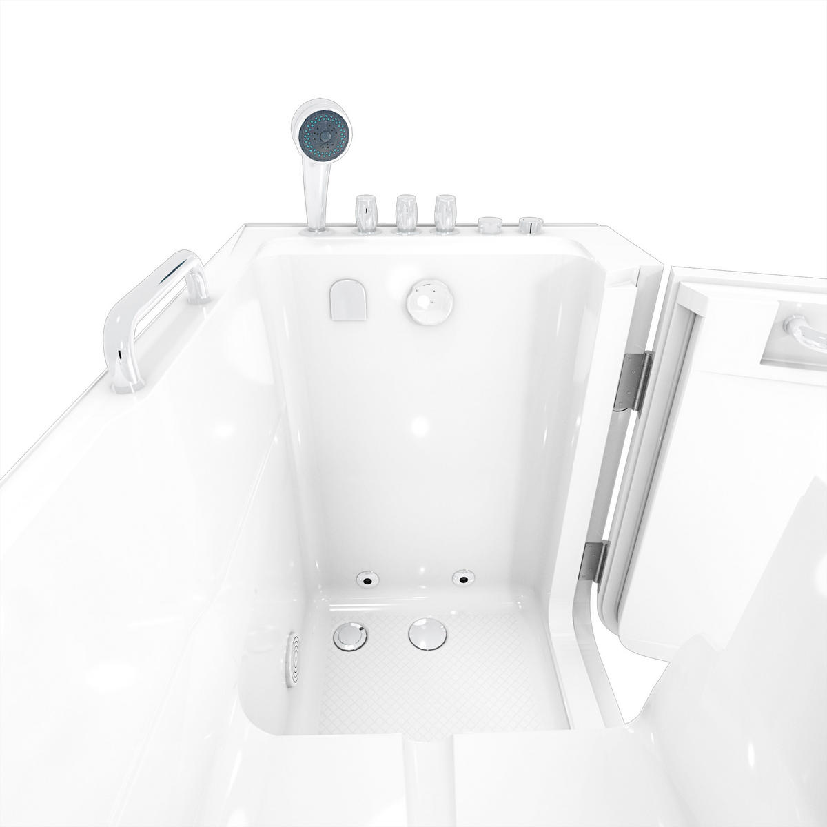 SITZWANNE Whirlpool Wanne mit Tür S07WP-TH-C-R 140x76cm - Weiß, Glas/Kunststoff (76/116/140cm) - AcquaVapore by Sandra Jentho