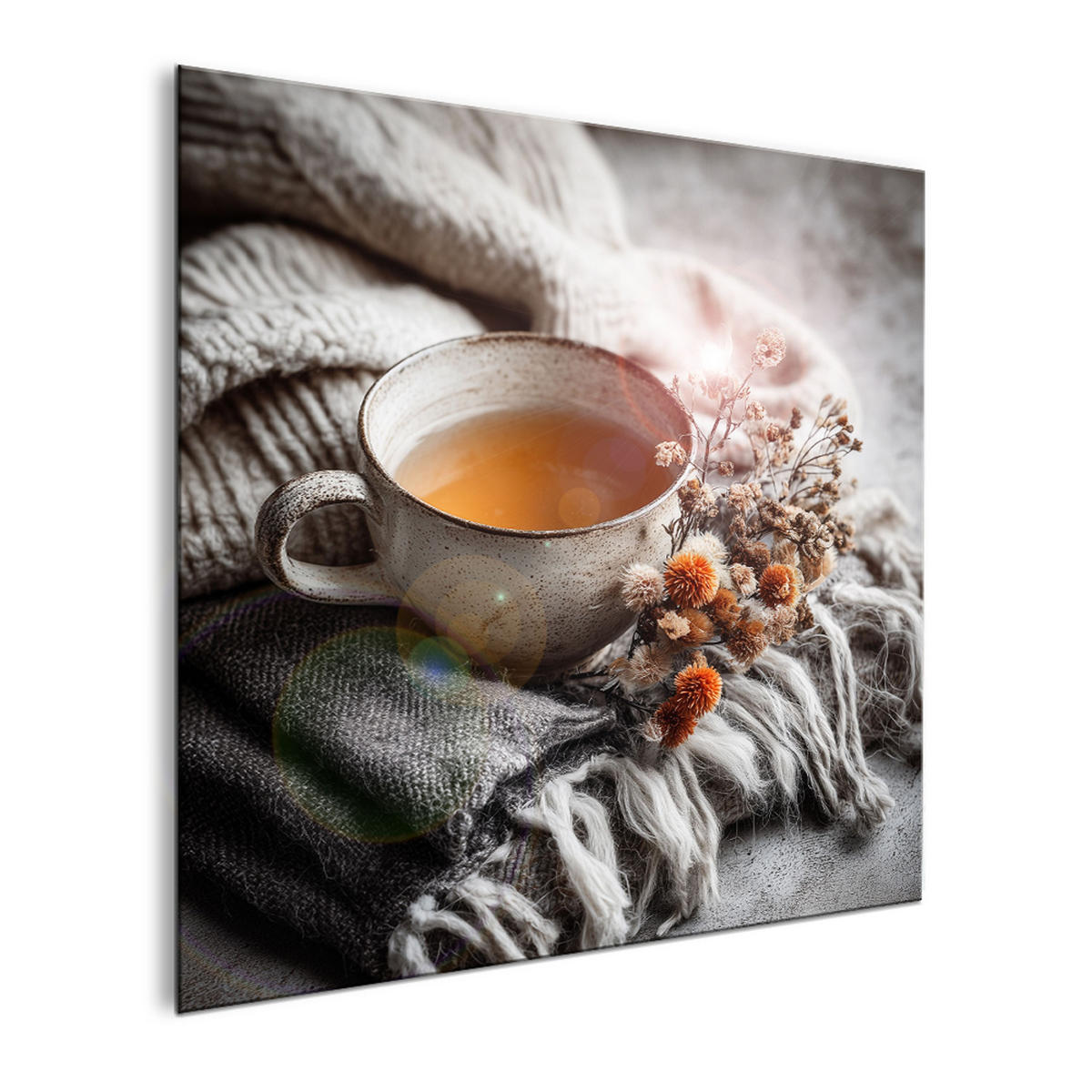 GLASBILD 30×30 cm Teetasse - Orange/Grau, Glas (30/30cm) - artissimo