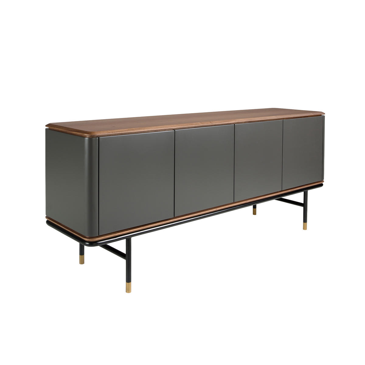 SIDEBOARD Rechteckig Dunkelgrau Walnuss Gold 180/45/79 - Dunkelgrau, Holzwerkstoff (180/79/45cm) - ANGEL CERDA