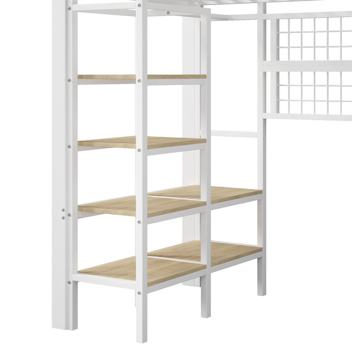 HOCHBETT 90/200 cm in Weiß mit LED-Beleuchtung, Ablage und Kleiderstange - Weiß, Metall (90/200cm) - Flora Grace