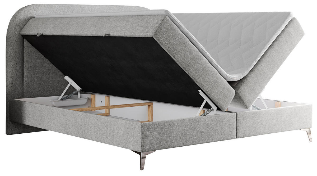 BOXBETT EIRA 120/200 Hellgrau Struktur - H3 - Silberfarben/Hellgrau, Holz/Textil (120/200cm) - MKS
