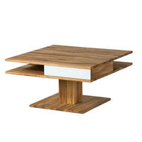 COUCHTISCH Wildeiche 85x85x45 natur geölt / Glas weiß WIEN #100 - Braun, Holzwerkstoff (85/85/45cm) - Massivmoebel24