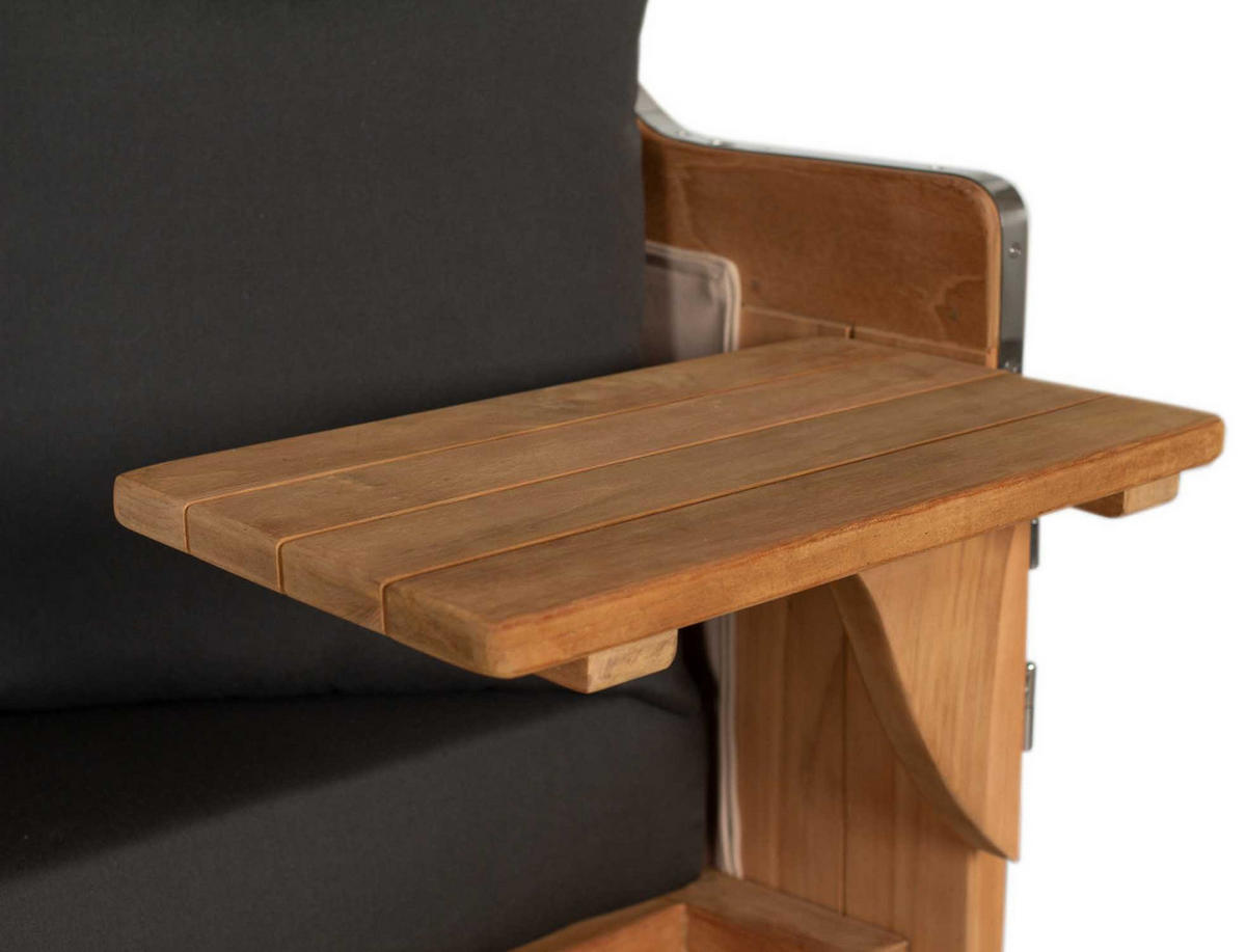 STRANDKORB XXL Düne Grande Teak Banana - Schwarz/Braun, Metall (142/170/95cm) - Mr. Deko