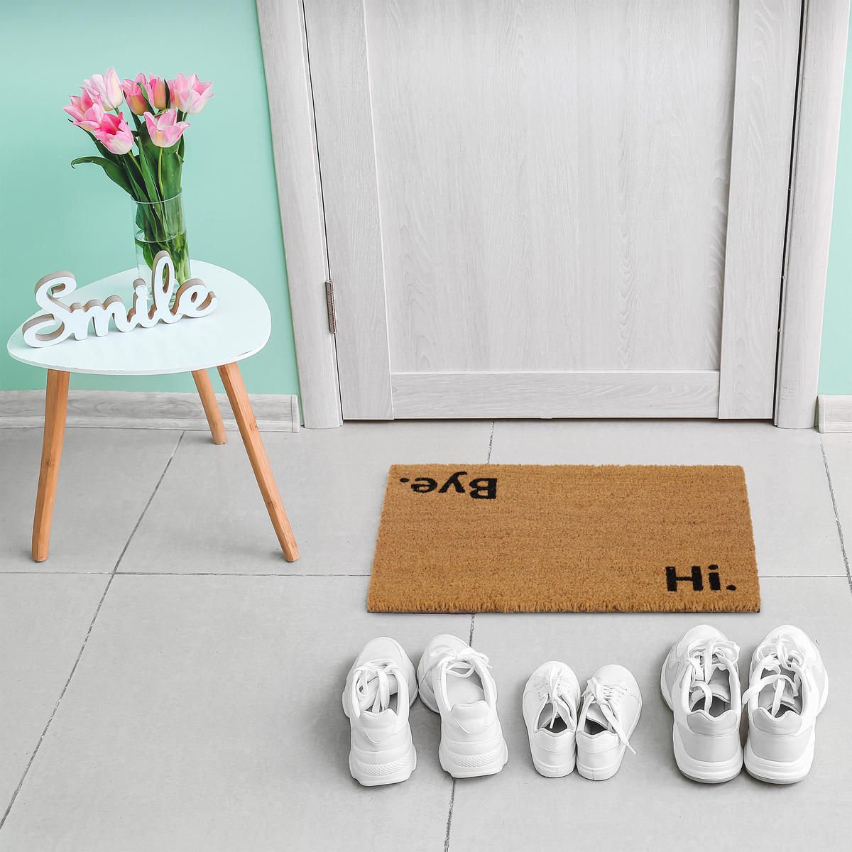 FUSSMATTE - Hellbraun, Kunststoff/Textil (60/40cm) - Relaxdays