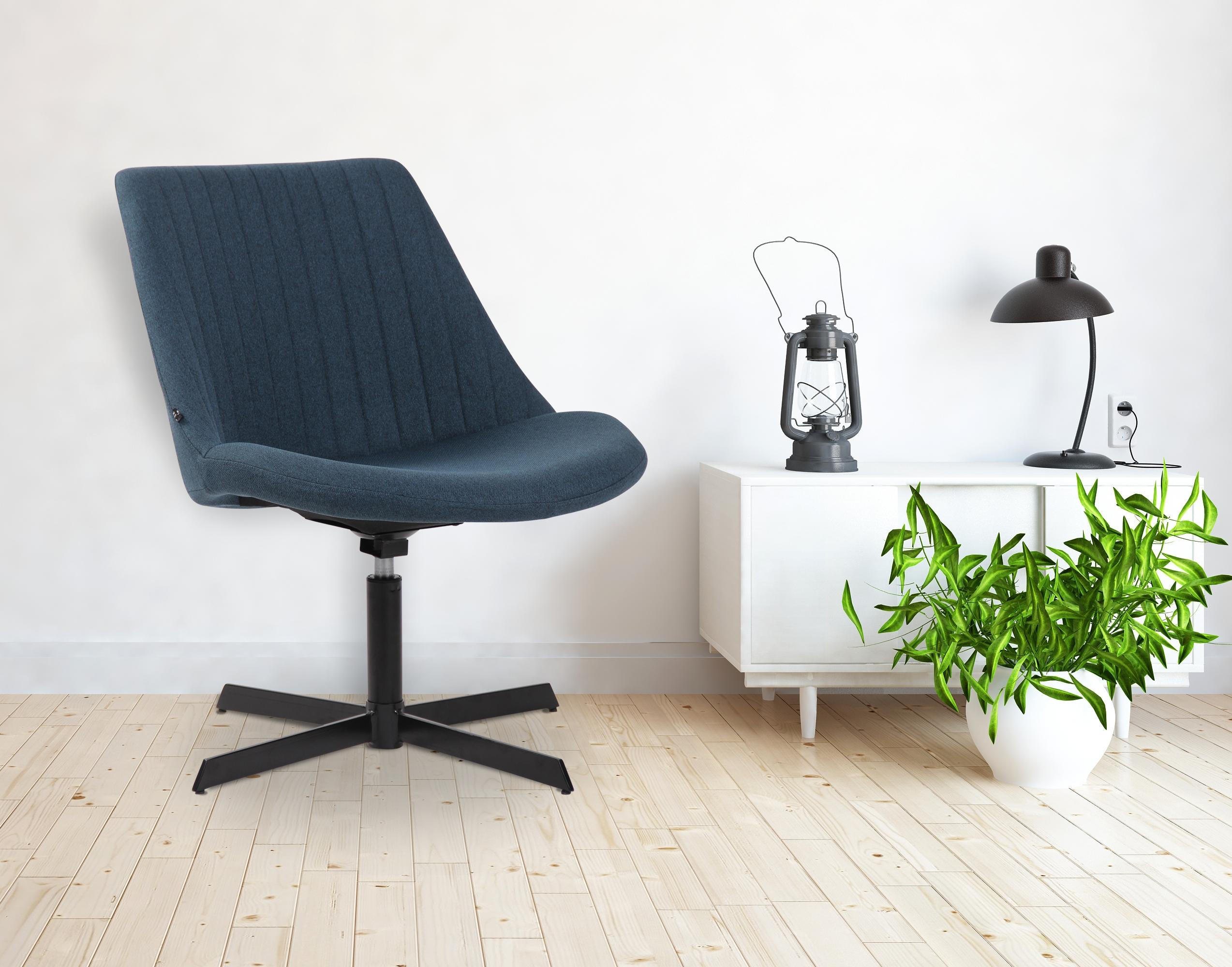 DREHSTUHL Stoff blau - Blau/Schwarz, Textil/Metall (63/79/71cm) - CLP