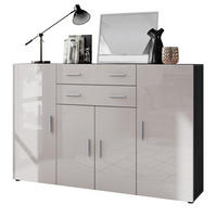 HIGHBOARD Aron Fronten in Sandgrau Hochglanz - Sandfarben, Holzwerkstoff (166.5/106.5/35cm) - Vladon