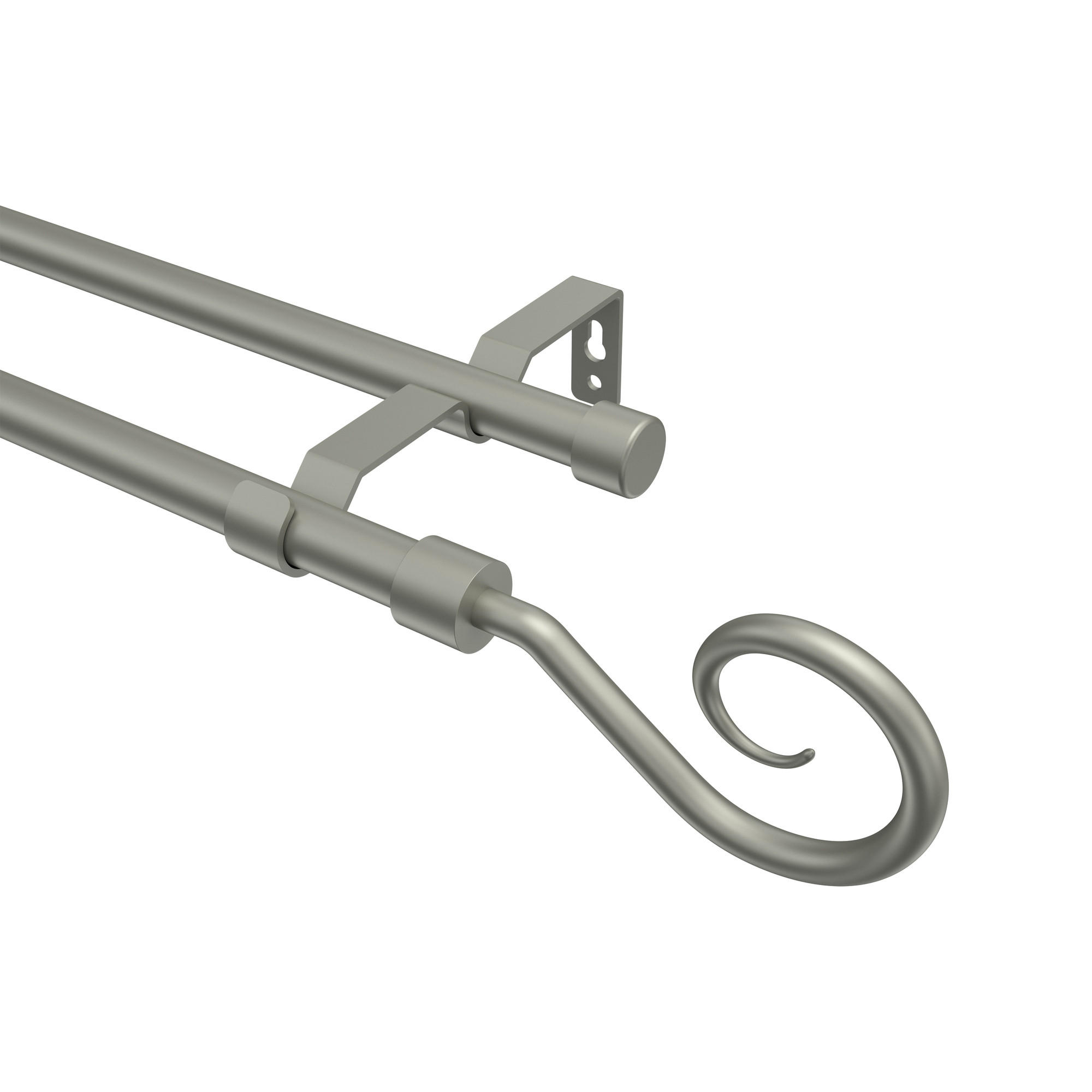 GARDINENSTANGE Olymp Allegra 540 cm (geteilt in 3 x 180 cm), 2-läufig (ohne Ringe), 16 mm Ø Chrom matt - Chromfarben/Nickelfarben, Metall (540cm) - INTERDECO