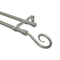 GARDINENSTANGE Olymp Allegra 540 cm (geteilt in 3 x 180 cm), 2-läufig (ohne Ringe), 16 mm Ø Chrom matt - Chromfarben/Nickelfarben, Metall (540cm) - INTERDECO