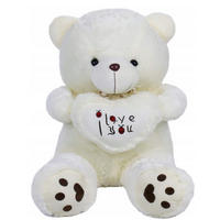 PLÜSCHTIER Bär hält Herz Teddy 90cm - Weiß, Textil (30/40cm) - Vercart